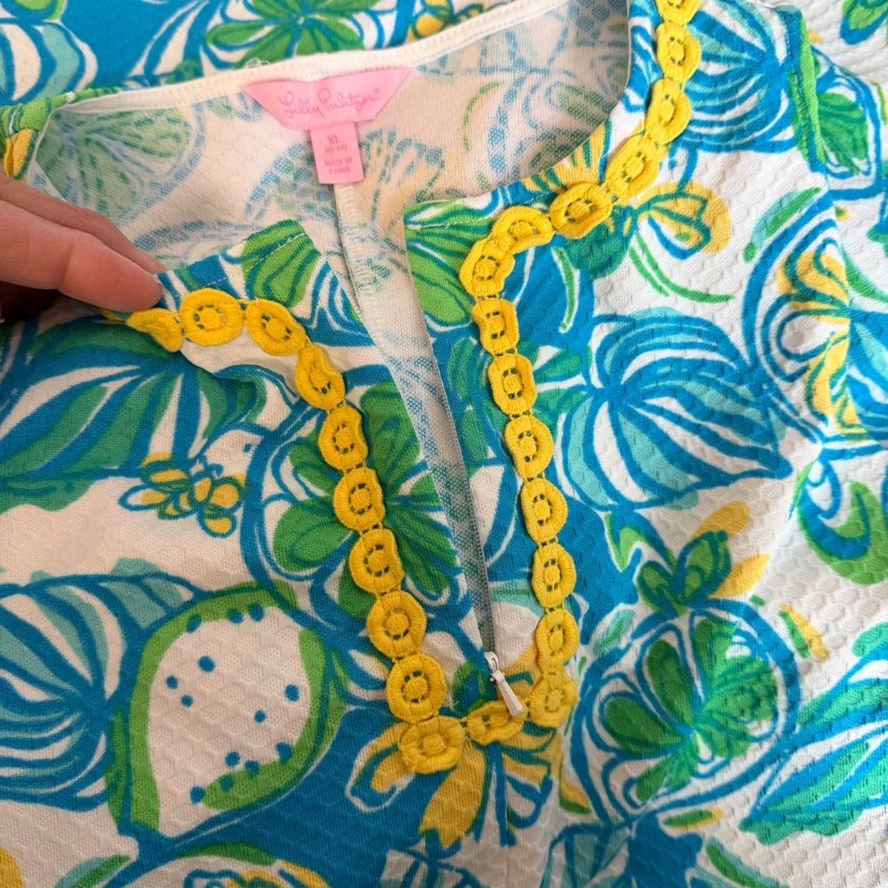 Lilly Pulitzer Girls Sweet & Sour Blue and Green Floral Dress - Picture 9 of 10